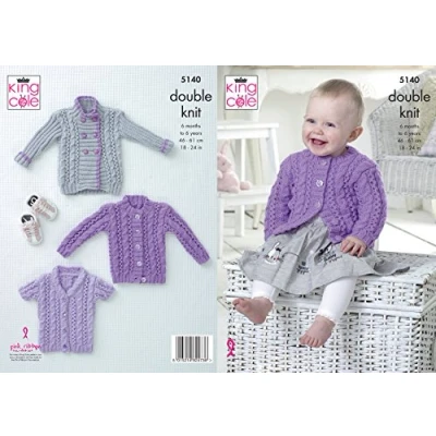 Image of King Cole 5140 Knitting Pattern Baby Child Cardigans Big Value DK