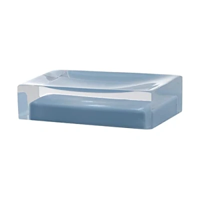 Image of Gedy Auckland, Measures &amp; Weight: 3X11X7 CM 0.15 kg, Solid soap Holder Made Transparent Resin, Light Blue Finish, R&amp;D Design, Handmade, 2 Year Warranty, Unica