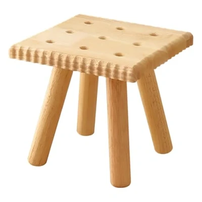 Image of Yier Mei Cookie Stool (square) Small Wooden Stool, Plant Stand Indoor Step or Kids Ideal as a Side Table for House Plants, Bedroom Bedside