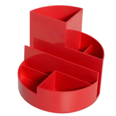 Image of Maul 140 x 125 mm Round Box ,desk organiser, 6 compartments, the original from Germany Red
