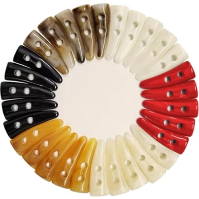 Image of 30X 6 Colors Horn Imitation Tooth Toggle Buttons Compatible with Coat Jacket Blazer Cream Bone 5cm