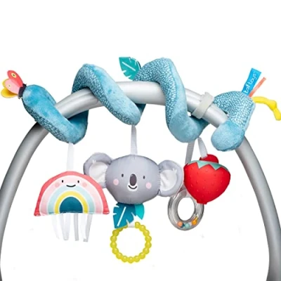 Image of Taf Toys Koala Spiral Baby Toy for Pram, Buggy, Pushchair or Car Seat. 3 Hanging Early Development Rattling + Dummy case. Suitable from birth
