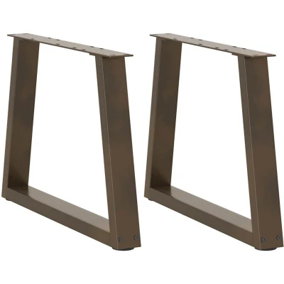 Image of vidaXL Dining Table Legs V Shape Set Natural Powder Coated Steel, Adjustable Foot Levelers, Easy Assembly, 70x(42 43.3) cm, Dining/Coffee &amp; Desk