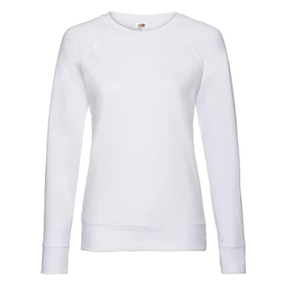 Image of FRUIT OF THE LOOM Women&#039;s Raglan Lightweight Sweater, White, S UK
