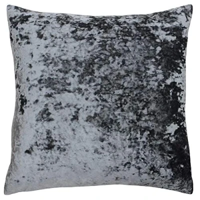 Image of Riva Paoletti Verona Cushion Cover Square Pewter Grey Velvet Feel Crushed Look Hidden Zip Design 100% Polyester 55 x 55cm (22&quot; 22&quot; inches) Designed in the UK