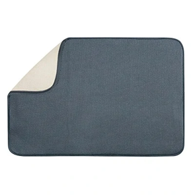 Image of iDesign iDry Thin Dish Drainer Mat, Extra Large Quick Drying Draining Board Made of Polyester, Pewter/Ivory
