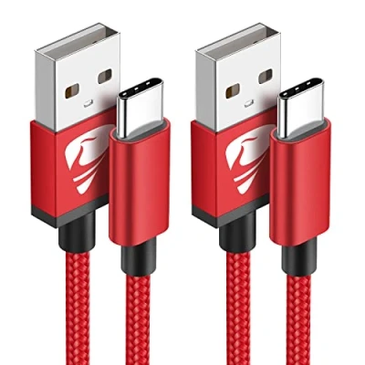 Image of USB C Charger Cable 2M 2Pack Type Fast Charging 3A Lead Nylon Braided for Samsung Galaxy S22 S21 S20 S10 S9 S8 A12 A20e A40 A51 A70,Huawei P30 P20,Google Pixel 6,Xiaomi,Sony Xperia,Switch