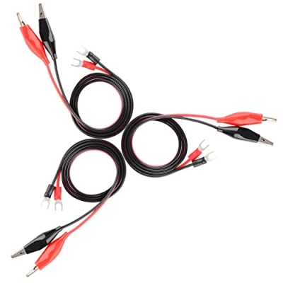 Image of stonylab Electronics Alligator Clip to Spade Lug Terminal Test Leads, 6 Pack 83 cm Leads Patch Cord with Insulated Crocodile and Plug