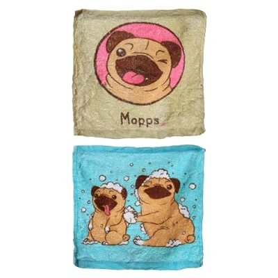 Image of Puckator Mopps Pug Compressed Travel Towel Backpacking Traveling Essentials Essential Hangover Kit Holiday Camping Must Haves Accessories Thin Mini Face Expandable Towels