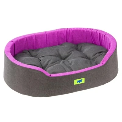 Image of Ferplast Dog Bed Dandy Removable, Washable Cushion, Cotton Cover with Soft Padding, for Medium Size Dogs, 95 x 60 xh 21 cm, Purple