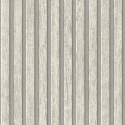 Image of Wooden Slats Light Grey Wallpaper Modern Contemporary Feature Wall Trendy Textured Paste The Vinyl