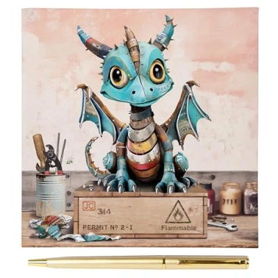 Image of Lesser &amp; Pavey Bug Art Scrap Dragon Memo Pad Pen for Notes Daily Office Use As 2025 Diary Ideal Journals Women Men Lovely Journal Planner