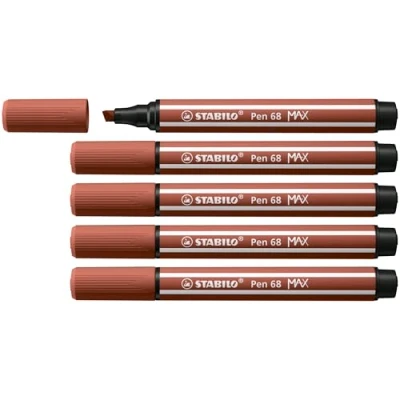 Image of Premium Fibre Tip Pen with Chisel STABILO 68 MAX Pack of 5 Sienna