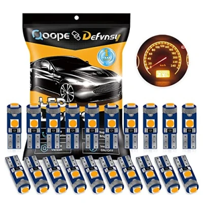 Image of Defvnsy Pack of 20 Yellow T5 W3W W1.2W 73 74 286 17 18 70 85 86 2721 Super bright 3030 LED chip for Car Auto Side Wedge Gauge Dashboard Instrument Panel Lights Lamp Ash Tray Light Bulb 12V