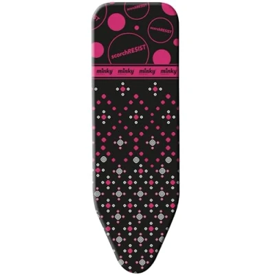 Image of Minky Hotspot Scorch Resistant Ironing Board Cover 122 x 38 cm, 100% Cotton with a Heat Reflective Coating, Elasticated Covers Foam Padding, Made in the UK