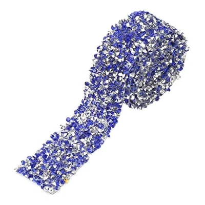 Image of Diamante Ribbon, 1yard Length 1.2inch Width Sparkle Crystal Rhinestone Ribbon Mesh Wrap Roll for Wedding Cakes, Birthday Decorations, Baby Shower Events, Arts and Crafts Projects DIY Decor (Dark Blue)