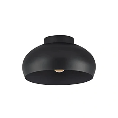 Image of EGLO ceiling light fitting Mogano 2, flush mount lamp in industrial design, living room and hallway lighting made of black metal, E27 socket