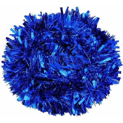 Image of SHATCHI 1.8m/6ft Blue Luxury Deluxe Chunky Christmas Tinsel Garland Xmas Tree Decorations, one