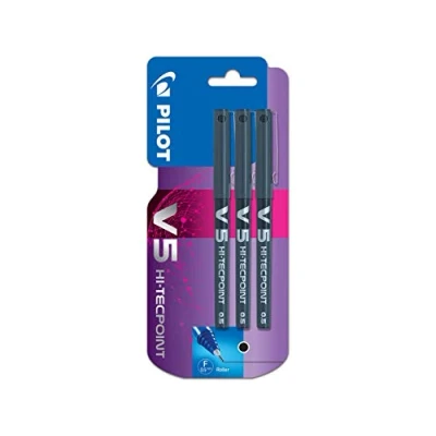 Image of Pilot Hi Tec V5 Rollerball Pen Extra Fine Pack of 3 Black Color:
