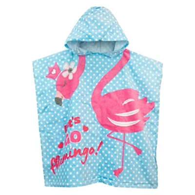 Image of Harry Bear Girls Towel Poncho Flamingo Blue One Size