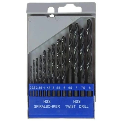 Image of UK Drills HSS Drill Bits Set 13 Pieces High Speed Steel Size 2mm to 8mm