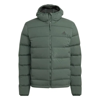 Image of adidas Men&#039;s Helionic Stretch Hooded Down Jacket (Green Oxide, S
