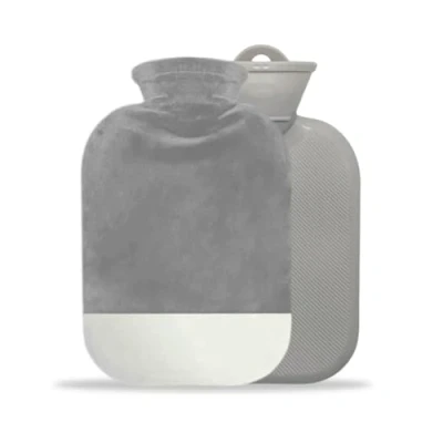 Image of Hot Water Bottle with Cover, Cover Removeable, Washable Bag for Warm and Comfortable (Gray, 2000ML)