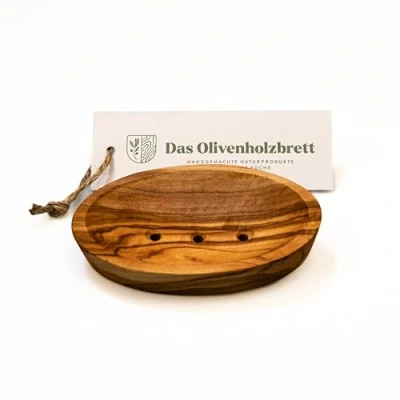 Image of Soap Dish with Holes Oval Made of Olive Wood Approx. 13cm