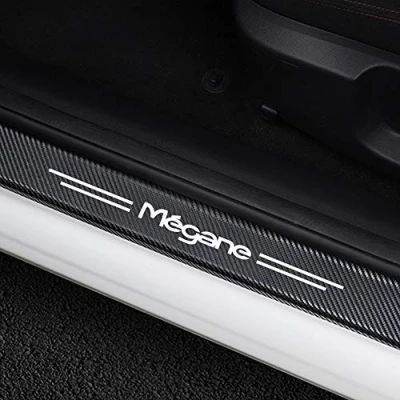 Image of LNHJZ Car Door Sill Protector for Ren ault Megane 2 3 Scenic 4 1 4PCS Scuff Plate Carbon Fiber Stickers Accessories,Black