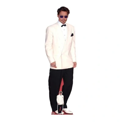 Image of Star Cutouts CS1153 Johnny Depp White Jacket Height 183cm Lifesize Cardboard Cutout With Mini Ideal for Celebrity Theme, Television &amp; Movie Fans, Birthdays VIP Events
