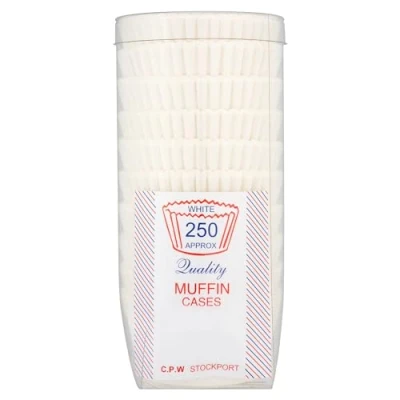 Image of Caterpack Muffin Cases Made from Food Grade Premium White Siliconised Greaseproof Paper, 250 Pack