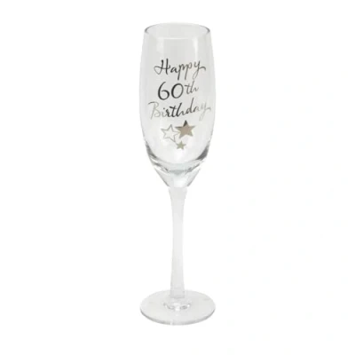 Image of 60th Birthday Stars Champagne Flute Glass Gift