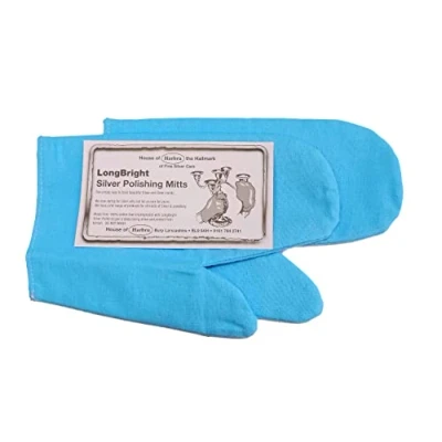 Image of Harts Pair of Blue Professional Silver Polishing Impregnated Cloth Mitts Gloves Mittens