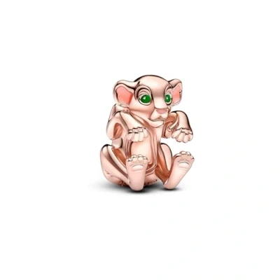 Image of Pandora Disney The Lion King Nala 14k rose gold plated charm with green and pink enamel