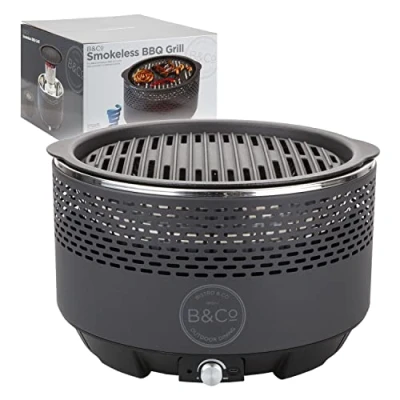 Image of VFM Grey Smokeless BBQ Grill Alfresco, Charcoal, Coal Stove for Cooking, Portable, Easy To Use, Camping, Holidays, Summertime, Table Top, Small