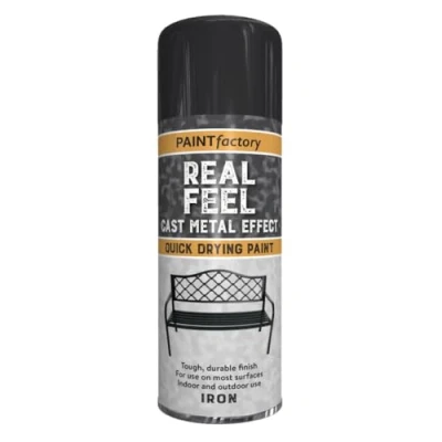 Image of AlezyB 1 x Real Feel Iron Spray Paint 400ml, Quick Dry Fast Set Cast Metal Multipurpose Aerosol for Interior Exterior Surfaces