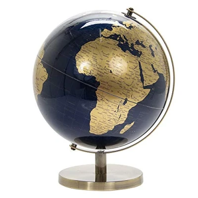 Image of Lesser &amp; Pavey Vintage Rotating Gold and Blue World Globe with Metal Stand for Your Desk/Office, 34 CM, 34cm