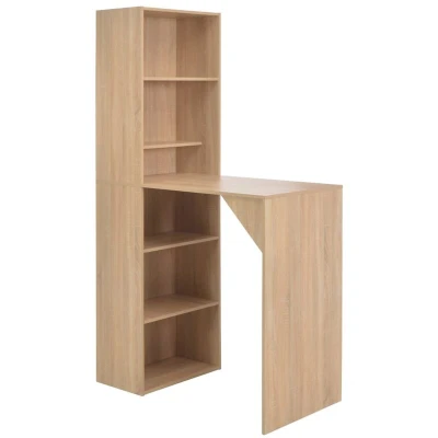 Image of vidaXL Bar Table with Cabinet Oak 115x59x200 cm