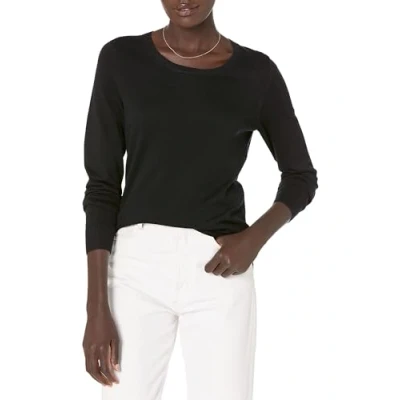 Image of Amazon Essentials Women&#039;s Long Sleeve Lightweight Crewneck Jumper (Available in Plus Size), Black, XXL