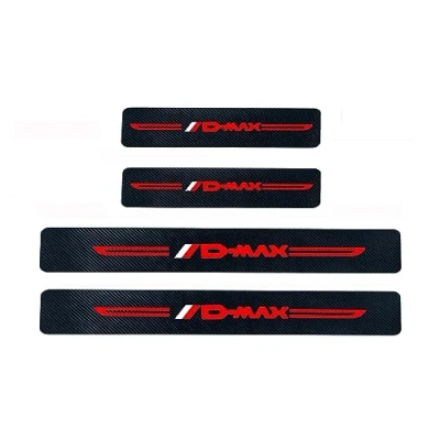 Image of RIDGOEL 4Pcs Car Door Sill Protector for ISUZU Dmax D max Carbon Fiber Kick Plate Guard Automobile Threshold Protection Sticker Welcome Pedal Decor Accessories Red