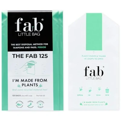 Image of Fab Little Bag Sanitary Disposal Bags for Tampons, Ladies Pads, Towels, Panty Liners, Feminine Hygiene Products No Mess, Odour, Sealable Pack of 125 Tampon