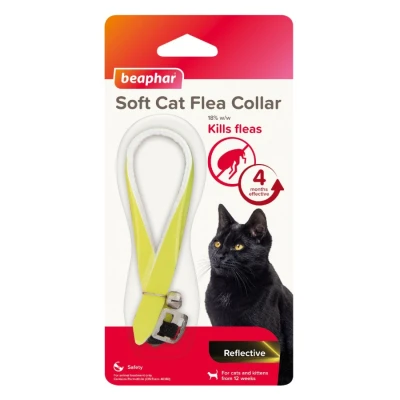 Image of Beaphar, Soft Flea Collar for Cats, Kills Fleas up to 4 Months, Veterinary Medicine, Adjustable With Safety Mechanism, Reflective Finish More Visibility at Night, 1 x