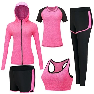 Image of ZETIY Women&#039;s 5pcs Yoga Suit Sweatsuit Activewear Sets Sport Fitness Clothing Ladies Workout Outfit Sportsuits for Running Jogging Gym