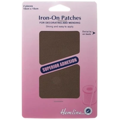 Image of Hemline Cotton Twill Iron On Repair Mending Patch Khaki