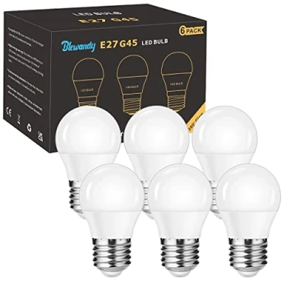 Image of E27 Screw Bulb, 5W LED Lights Bulbs Equivalent to 40W Incandescent, G45 Warm White Edison Bulb 3000K 500LM, Golf Ball Lamps Energy Saving Non Dimmable No Flicker, 6 Pack