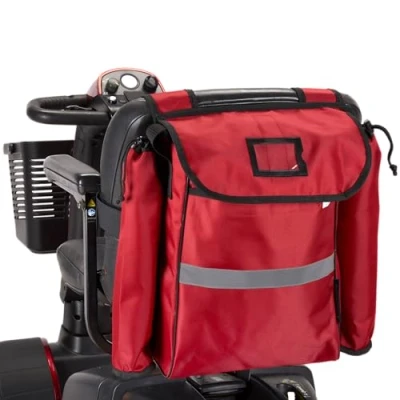 Image of Ducksback Storage and Shopping Bag with Crutch/Walking Stick Holders for use a Mobility Scooter, Reflective high Visibility Strip