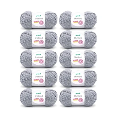 Image of Gründl 3433 Shetland, Value Pack 10 All Balls 100g Knitting Yarn 80% Polyacrylic/20% Cotton, grey, 55 x 40 cm