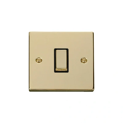 Image of Click Deco 1 Gang 2 Way Ingot 10AX Switch Polished Brass Black Inserts