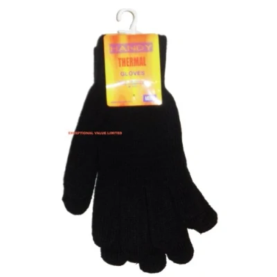 Image of NEW 1 PAIR MENS HANDY THERMAL KNITTED WINTER GLOVES ONE SIZE MEN GLOVE BLACK