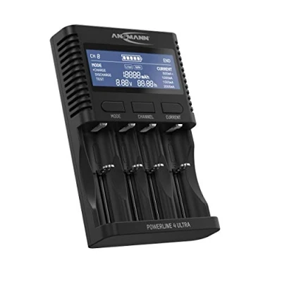 Image of ANSMANN Powerline 4 Ultra AA, AAA, C, D 1.2V Battery Charger For NiMH, NiCd &amp; Li Ion Round Cell Rechargeable Batteries With USB Port UK EU Plugs Fast to Charge Discharge